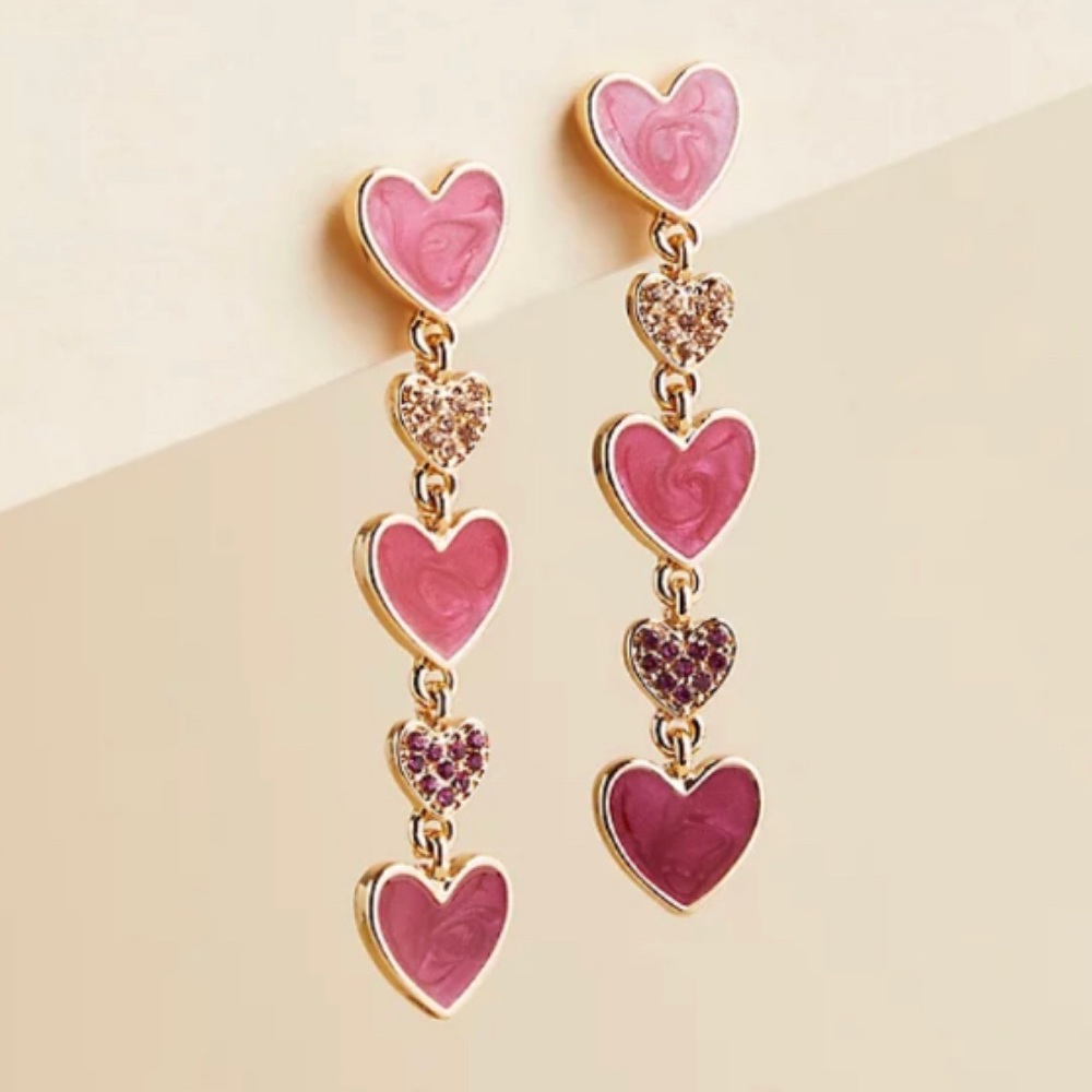 🆕 💕Heart Linear Earrings Pink Gold Tone NWT Torrid New!